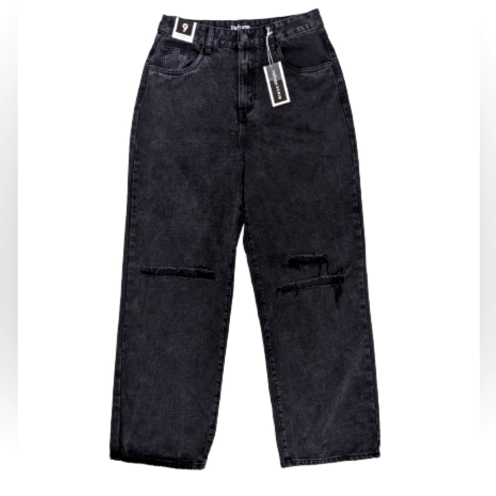 Refuge Denim women's black ultra high rise wide leg jeans size 9